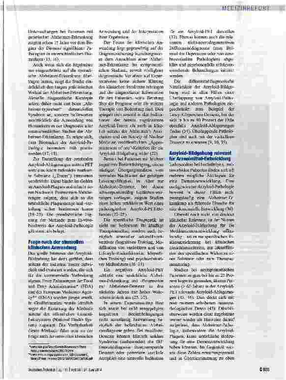 Vorschauseite 2: Amyloid-Bildgebung: Reif für die Routine?