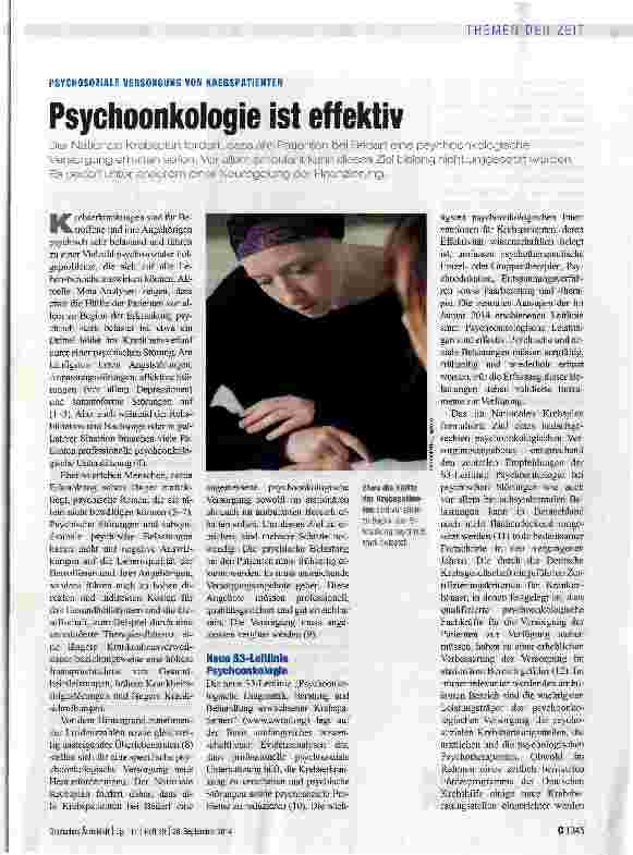 Vorschauseite 1: Psychoonkologie ist effektiv