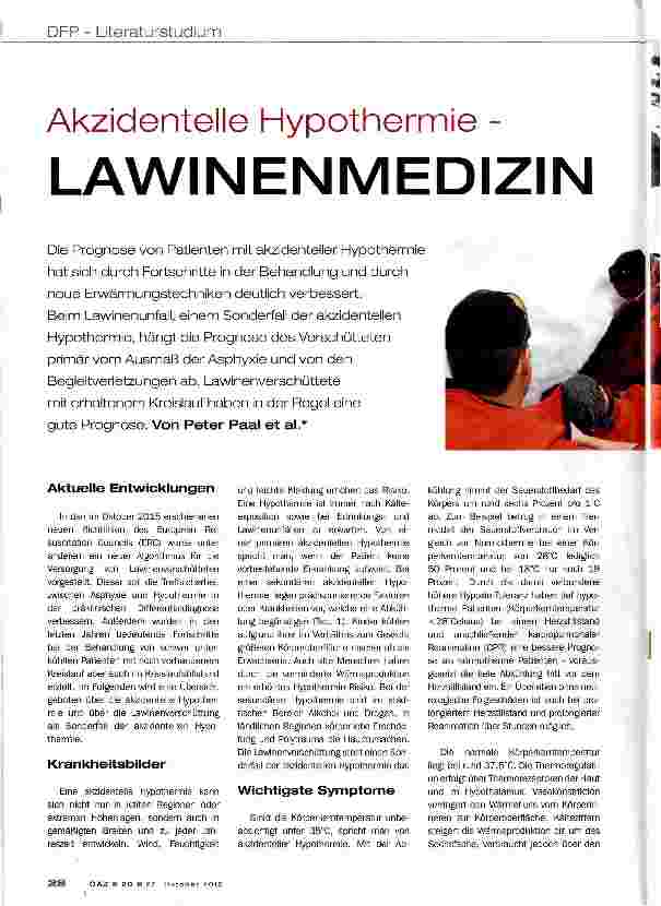 Vorschauseite 1: Akzidentelle Hypothermie -LAWINENMEDIZIN