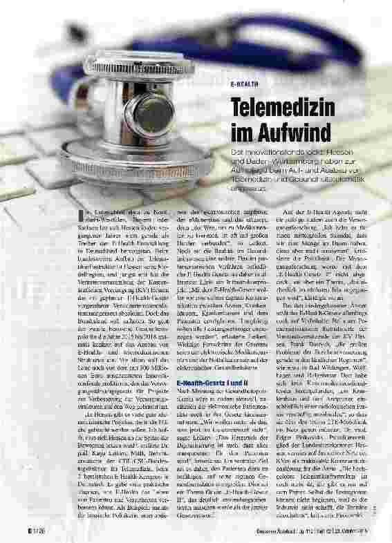 Vorschauseite 1: Telemedizin im Aufwind