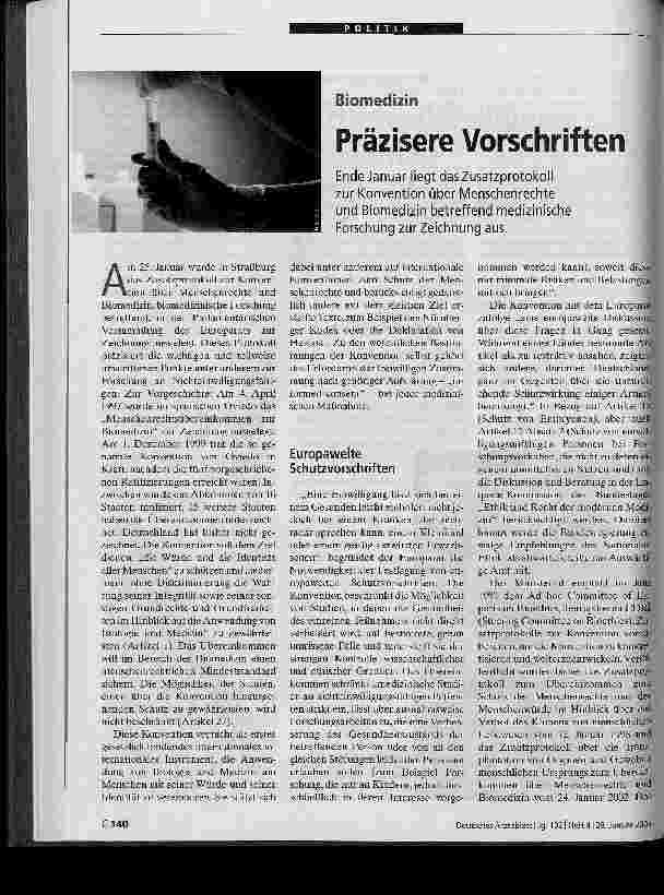 Vorschauseite 1: Biomedizin - Präzisere Vorschriften