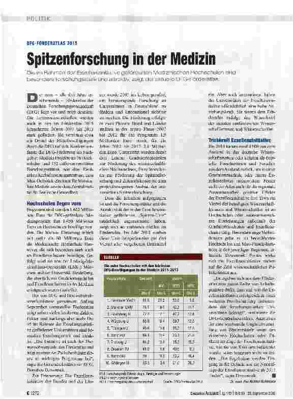 Vorschauseite 1: Spitzenforschung in der Medizin