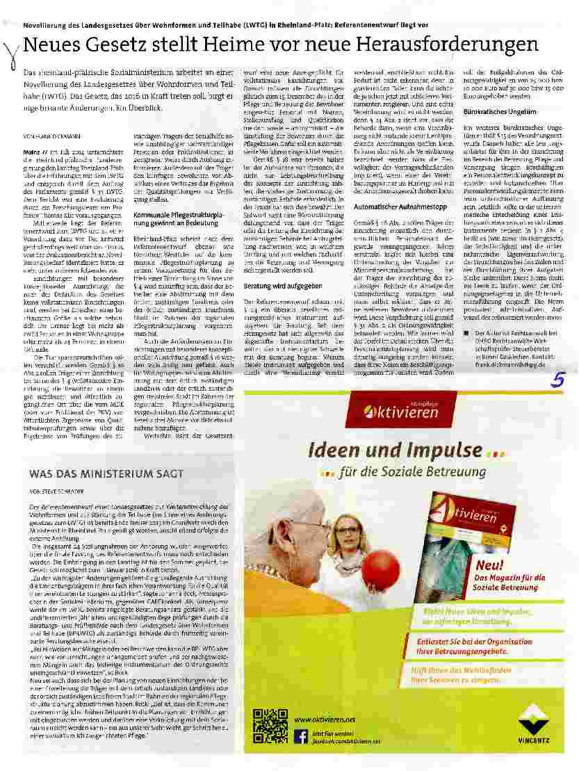 Vorschauseite 1: Neues Gesetz stellt Heime vor neue Herausforderungen