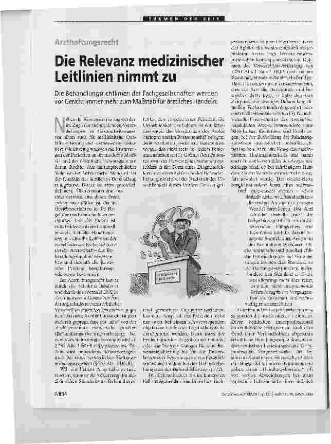 Vorschauseite 1: Arzthaftungsrecht - Die Relevanz medizinischer Leitlinien nimmt zuArzthaftungsrecht