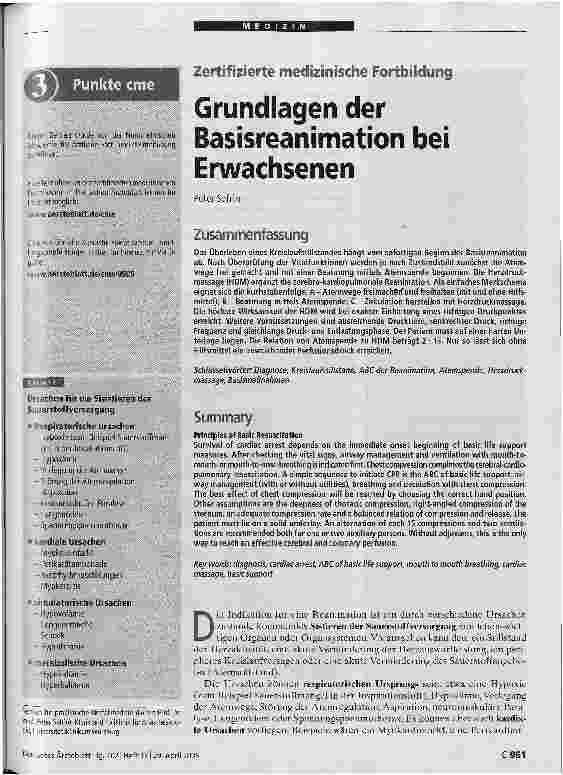 Vorschauseite 1: Grundlagen der Basisreanimation bei Erwachsenen