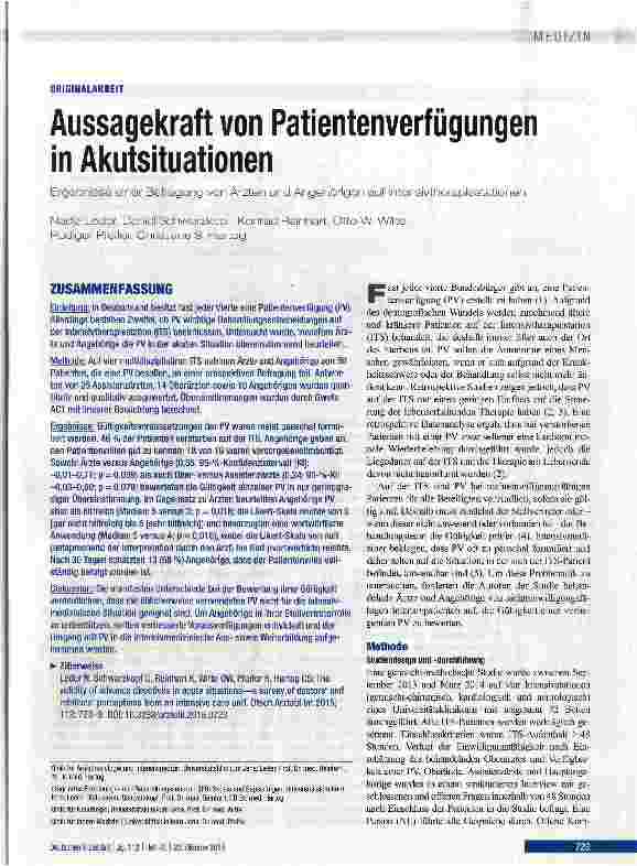 Vorschauseite 1: Aussagekraft von Patientenverfügungen in Akutsituationen