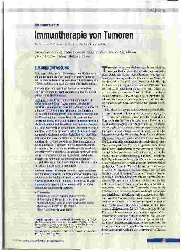 Vorschauseite 1: Immuntherapie von Tumoren