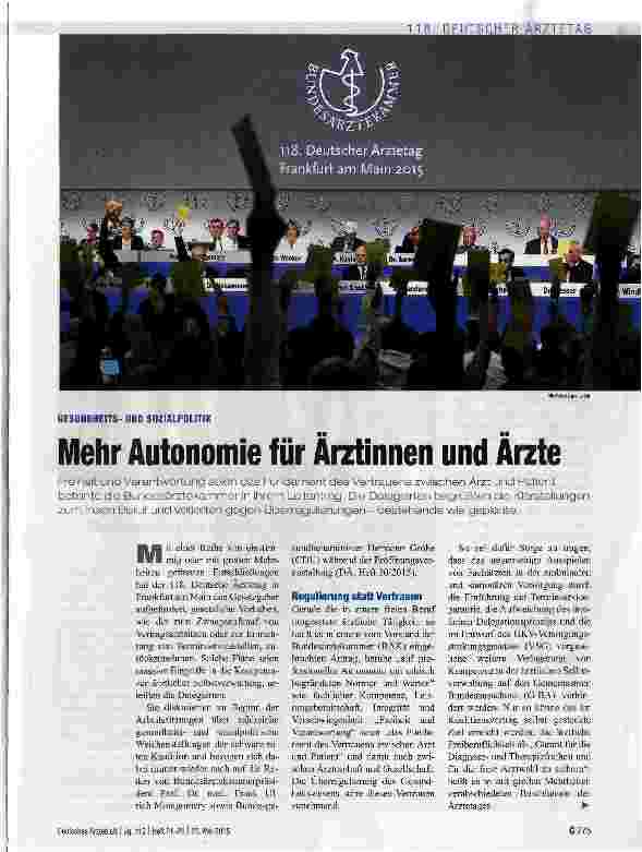Vorschauseite 1: Mehr Autonomie für Arztinnen und Arzte