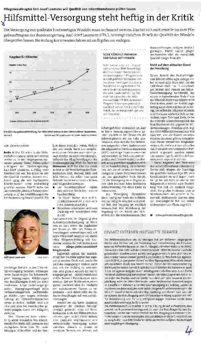 Vorschauseite 1: Hilfsmittel-Versorgung steht heftig in der Kritik