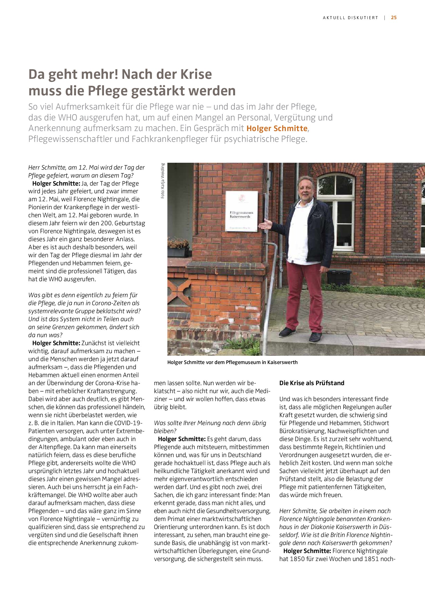 Vorschauseite 1: Da geht mehr! Nach der Krise muss die Pflege gestärkt werden