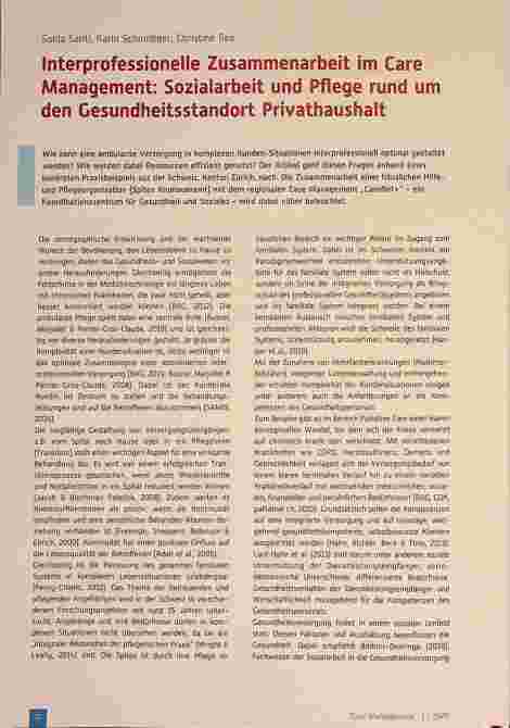 Vorschauseite 1: Interprofessionelle Zusammenarbeit im Care Management: Sozialarbeit und Pflege rund om den Gesundheitsstandort Privathaushalt