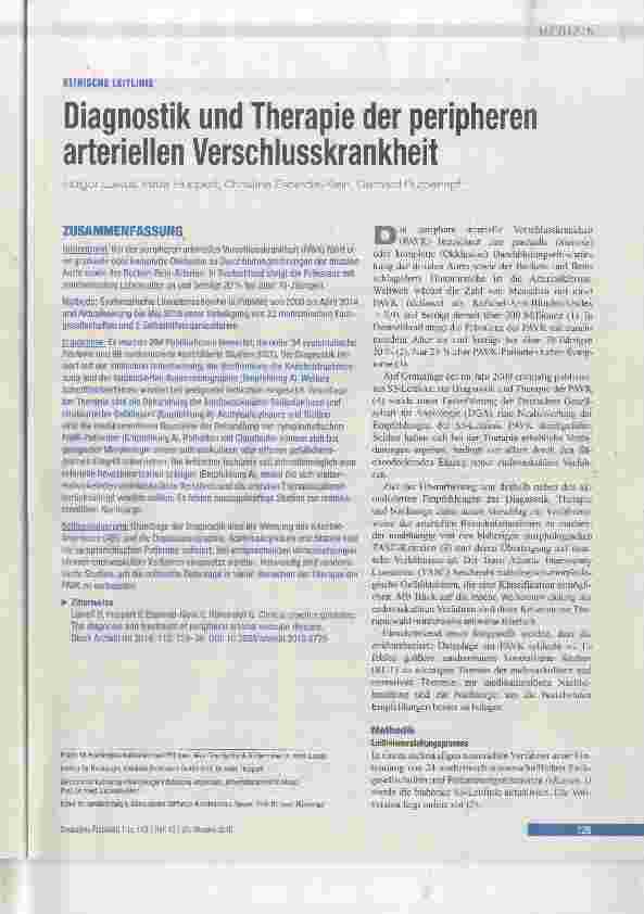 Vorschauseite 1: Diagnostik und Therapie der peripheren arteriellen Verschlusskrankheit