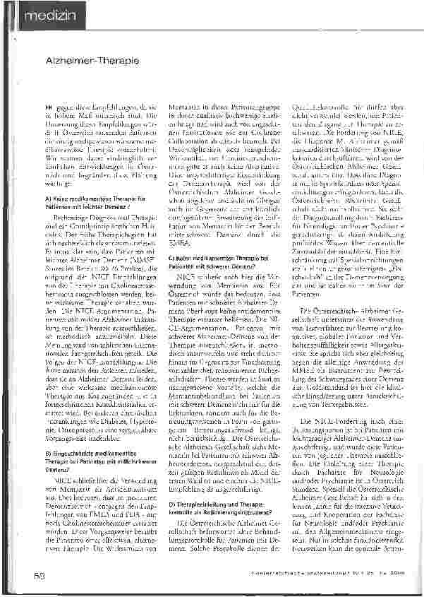Vorschauseite 3: Alzheimer-Therapie - Restriktionen auch in Österreich?