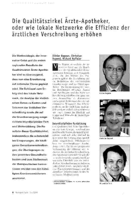 Vorschauseite 1: Die Qualitätszirkel Ärzte-Apotheker, oder wie lokale Netzwerke die Effizienz derärztlichen Verschreibung erhöhen