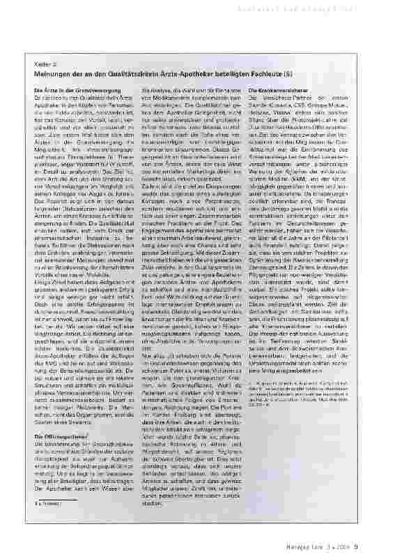 Vorschauseite 4: Die Qualitätszirkel Ärzte-Apotheker, oder wie lokale Netzwerke die Effizienz derärztlichen Verschreibung erhöhen