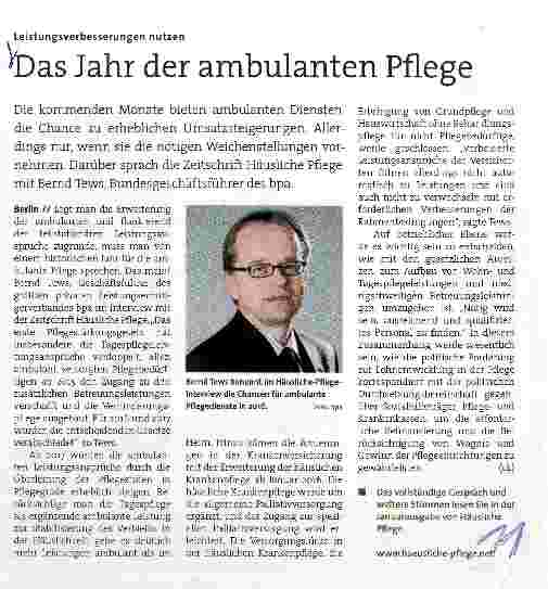 Vorschauseite 1: Das Jahr der ambulanten Pflege