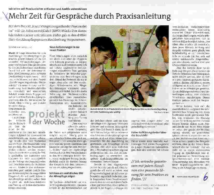 Vorschauseite 1: Mehr Zeit für Gespräche durch Praxisanleitung