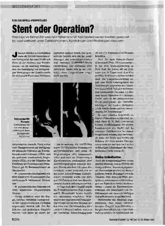 Vorschauseite 1: Stent oder Operation?