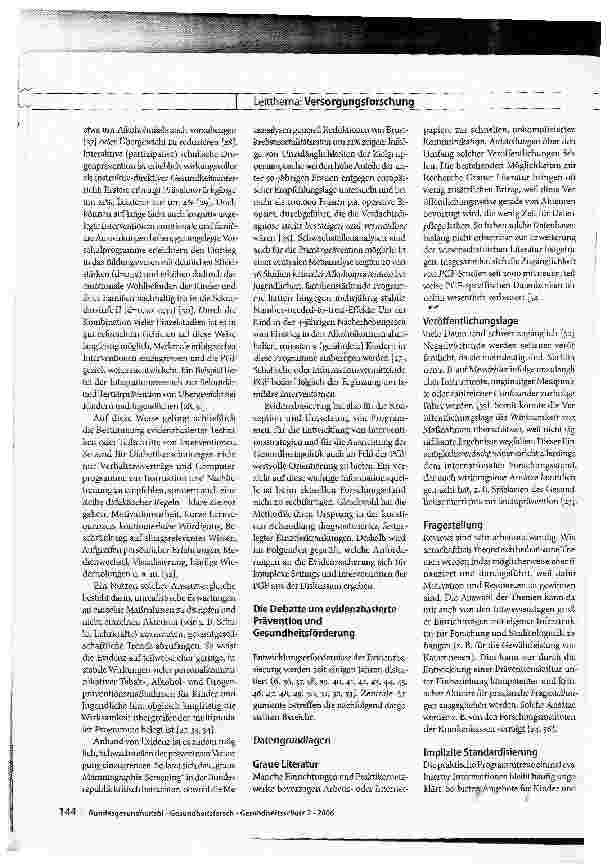 Vorschauseite 4: Evidenzbasierte Prävention und GesundheitsförderungProbleme und Lösungsansätze zur kontinuierlichen Qualitätsverbesserung der Versorgung