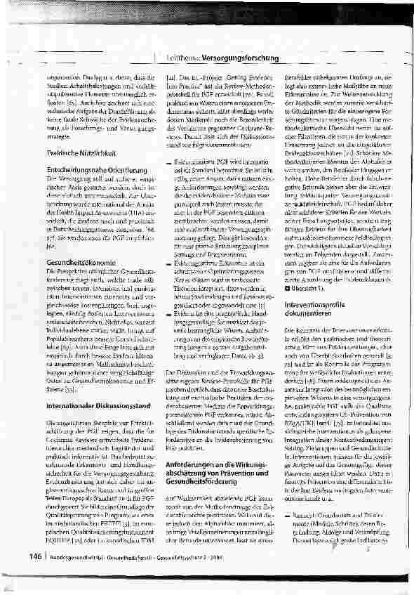 Vorschauseite 6: Evidenzbasierte Prävention und GesundheitsförderungProbleme und Lösungsansätze zur kontinuierlichen Qualitätsverbesserung der Versorgung