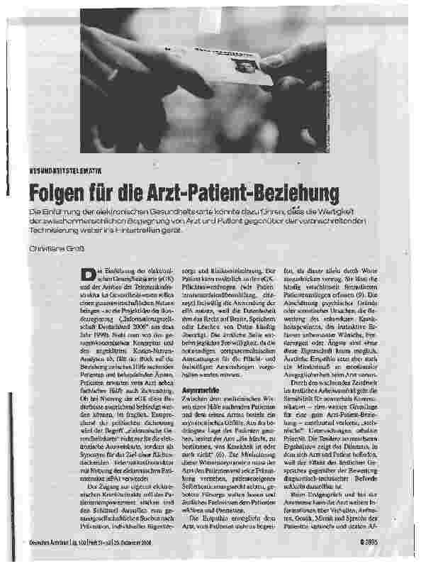 Vorschauseite 1: Folgen für die Arzt-Patient-Beziehung