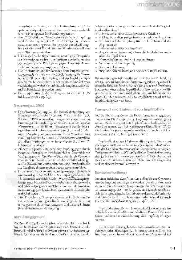 Vorschauseite 5: Impfplan 2006