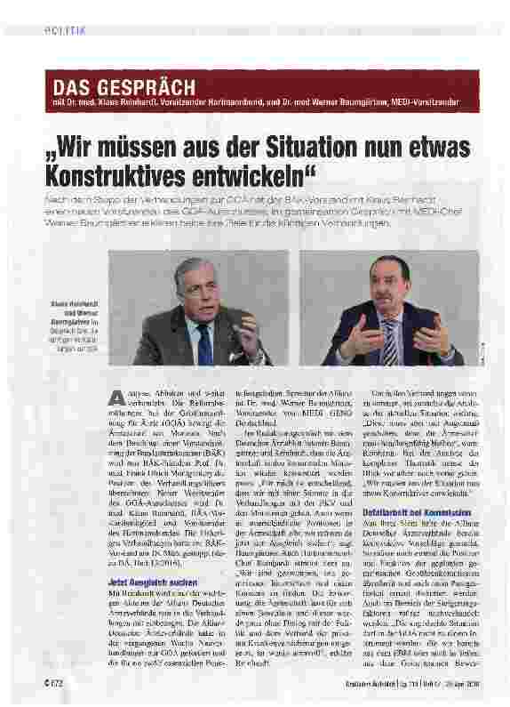 Vorschauseite 1: „Wir müssen aus der Situation nun etwas Konstruktives entwickeln