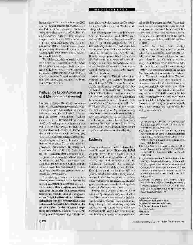 Vorschauseite 2: Aviäre Influenza in DeutschlandGefährdung für den Menschen hat sich nicht grundlegend geändert
