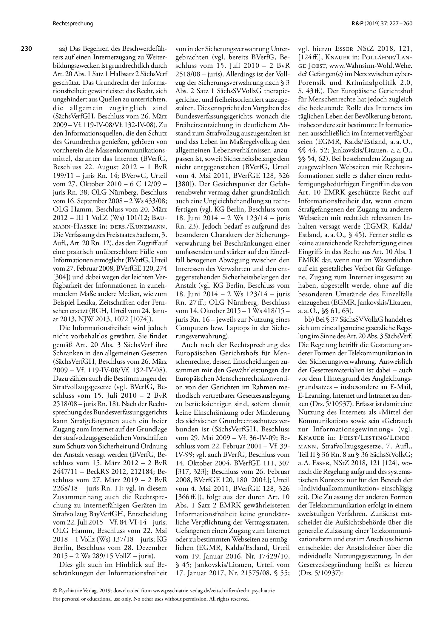 Vorschauseite 4: Internetzugang im Vollzug der Sicherungsverwahrung