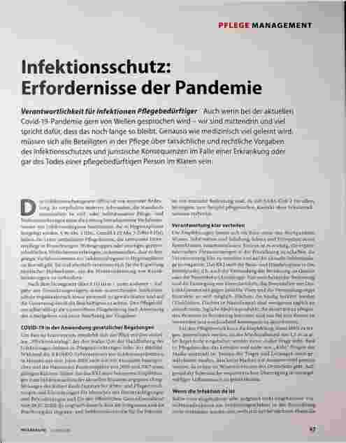 Vorschauseite 1: Infektionsschutz: Erfordernisse der Pandemie