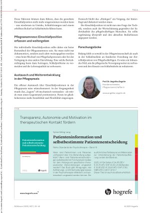 Vorschauseite 2: Einschlafposition von Pflegebedürftigen – Bedeutung und pflegerische Implikationen