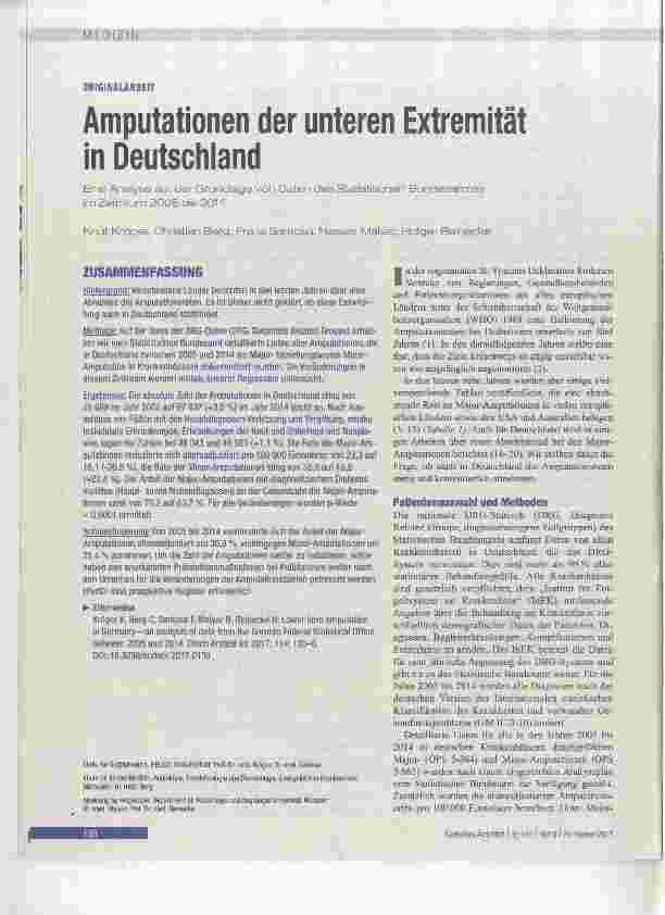 Vorschauseite 1: Amputationen der unteren Extremität in Deutschland