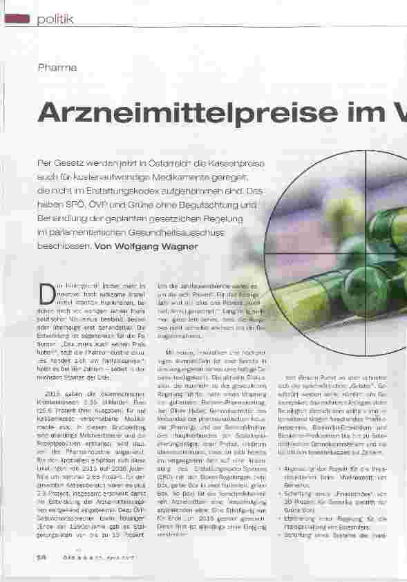 Vorschauseite 1: Arzneimittelpreise im Visier