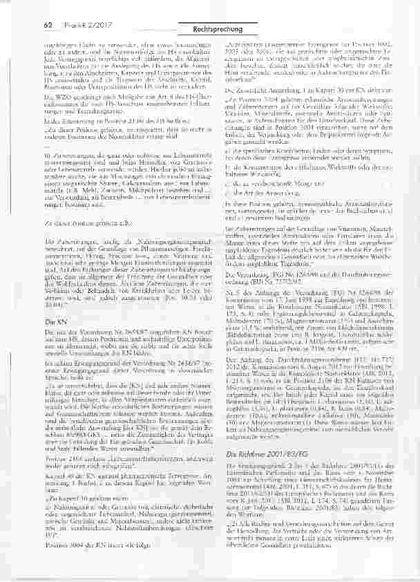Vorschauseite 2: Auslegung der Kombinierten Nomenklatur des Gemeinsamen Zolltarifs AEUV Art. 267; RE 2001/83/EG Art. 1 Nr. 2,VO (EG) Nr. 2658/87 Anhang I