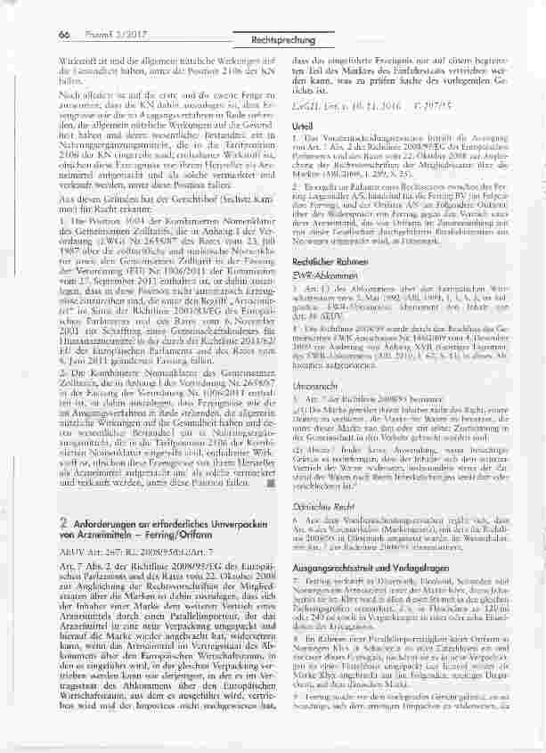 Vorschauseite 6: Auslegung der Kombinierten Nomenklatur des Gemeinsamen Zolltarifs AEUV Art. 267; RE 2001/83/EG Art. 1 Nr. 2,VO (EG) Nr. 2658/87 Anhang I