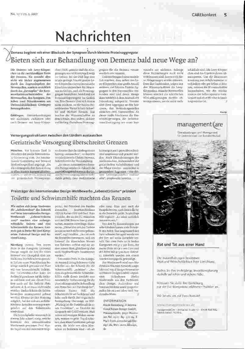 Vorschauseite 1: Bieten sich zur Behandlung von Demenz bald neue Wege