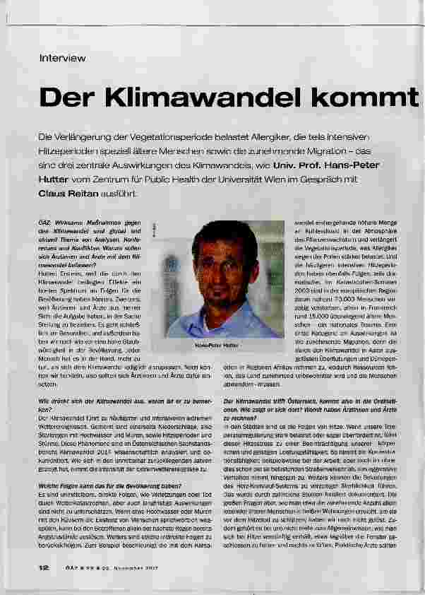 Vorschauseite 1: Der Klimawandel kommt in die Ordination