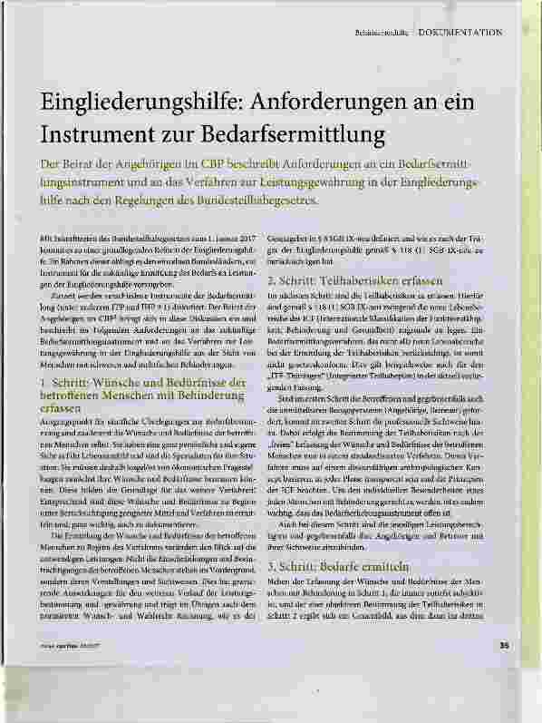 Vorschauseite 1: Eingliederungshilfe: Anforderungen an ein Instrument zur Bedarfsermittlung