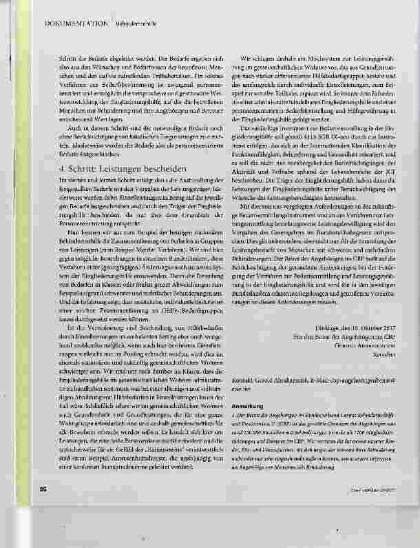 Vorschauseite 2: Eingliederungshilfe: Anforderungen an ein Instrument zur Bedarfsermittlung