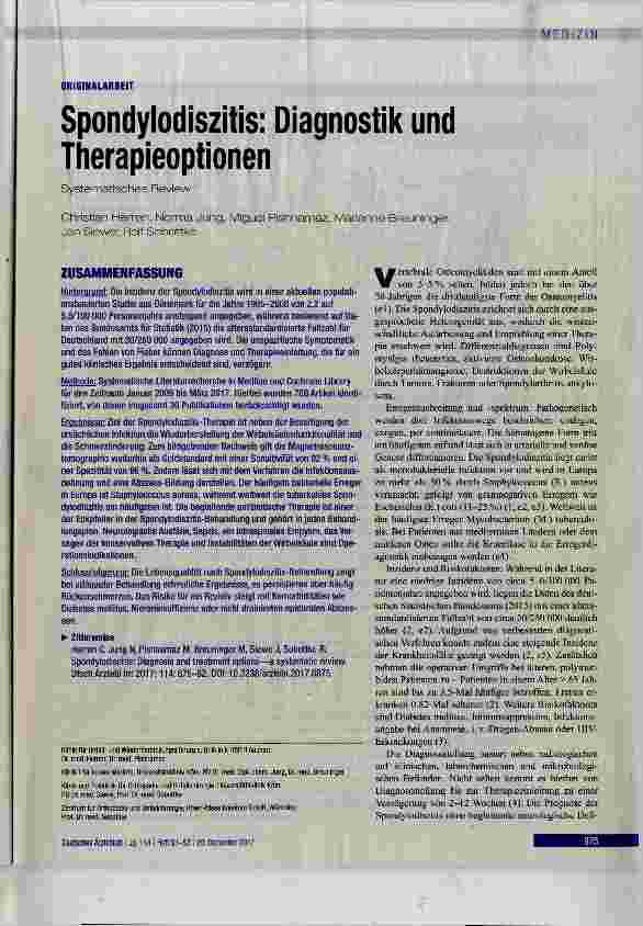 Vorschauseite 1: Spondylodiszitis: Diagnostik und Therapieoptionen