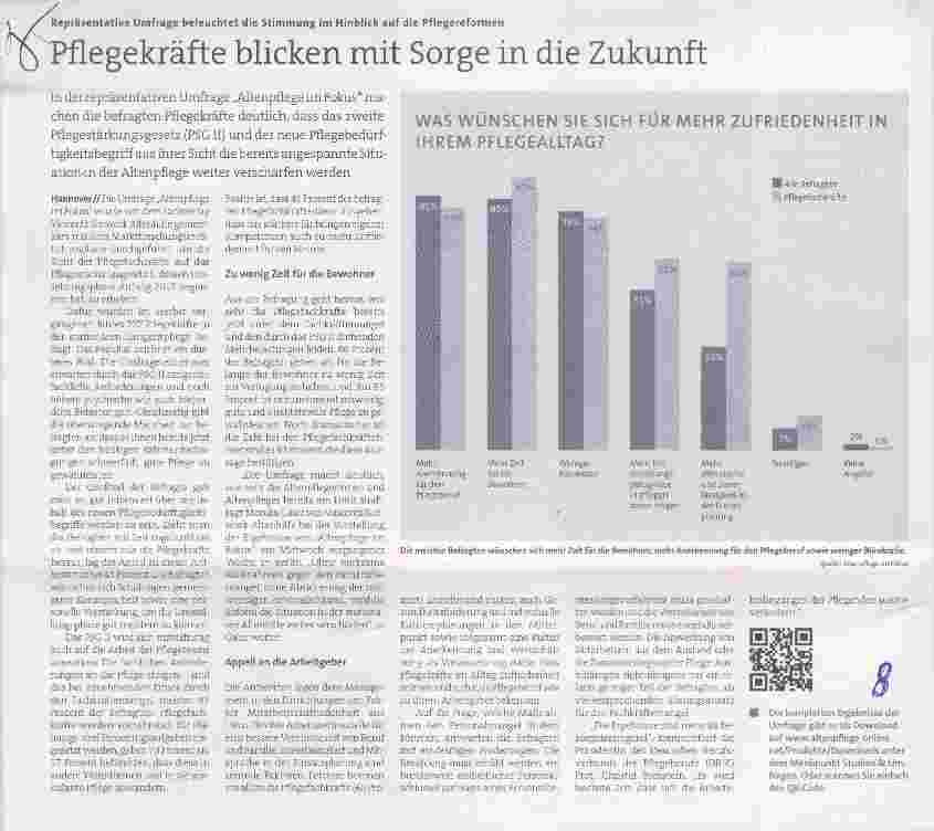 Vorschauseite 1: Pflegekräfte blicken mit Sorge in die Zukunft