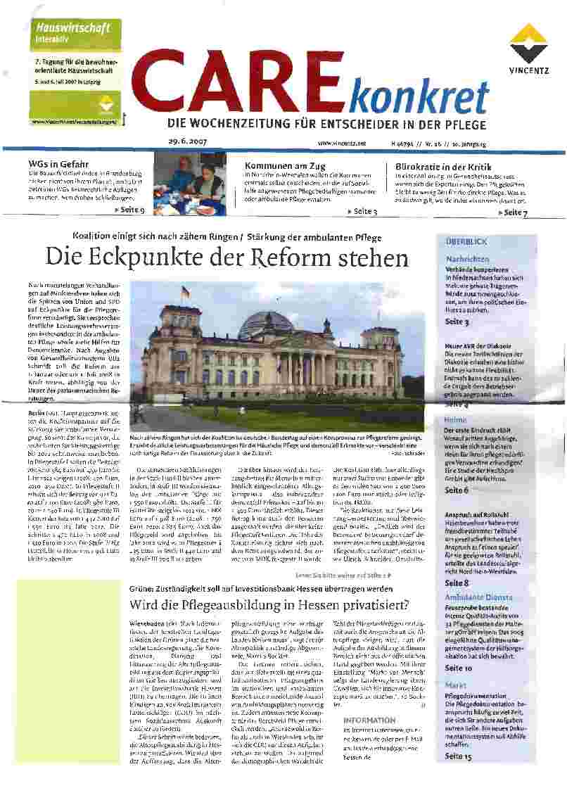 Vorschauseite 1: Die Eckpunkte der Reform stehen