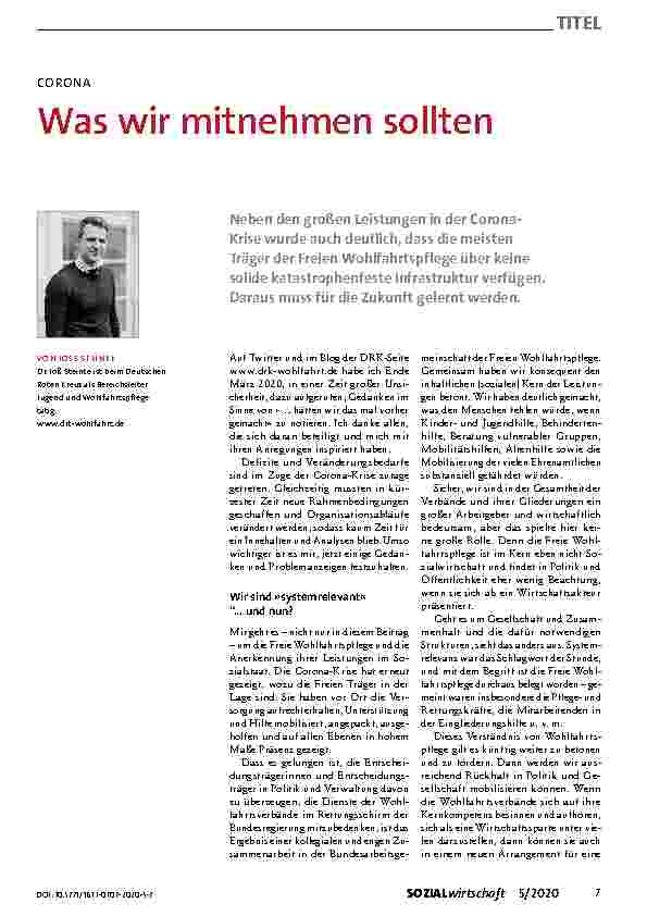 Vorschauseite 1: CORONA Was wir mitnehmen sollten Corrected version: CORONA Was wir mitnehmen sollten
