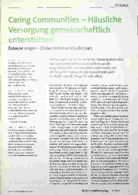 Vorschauseite 1: Caring Communities - Häusliche Versorgung gemeinschaftlich unterstützen