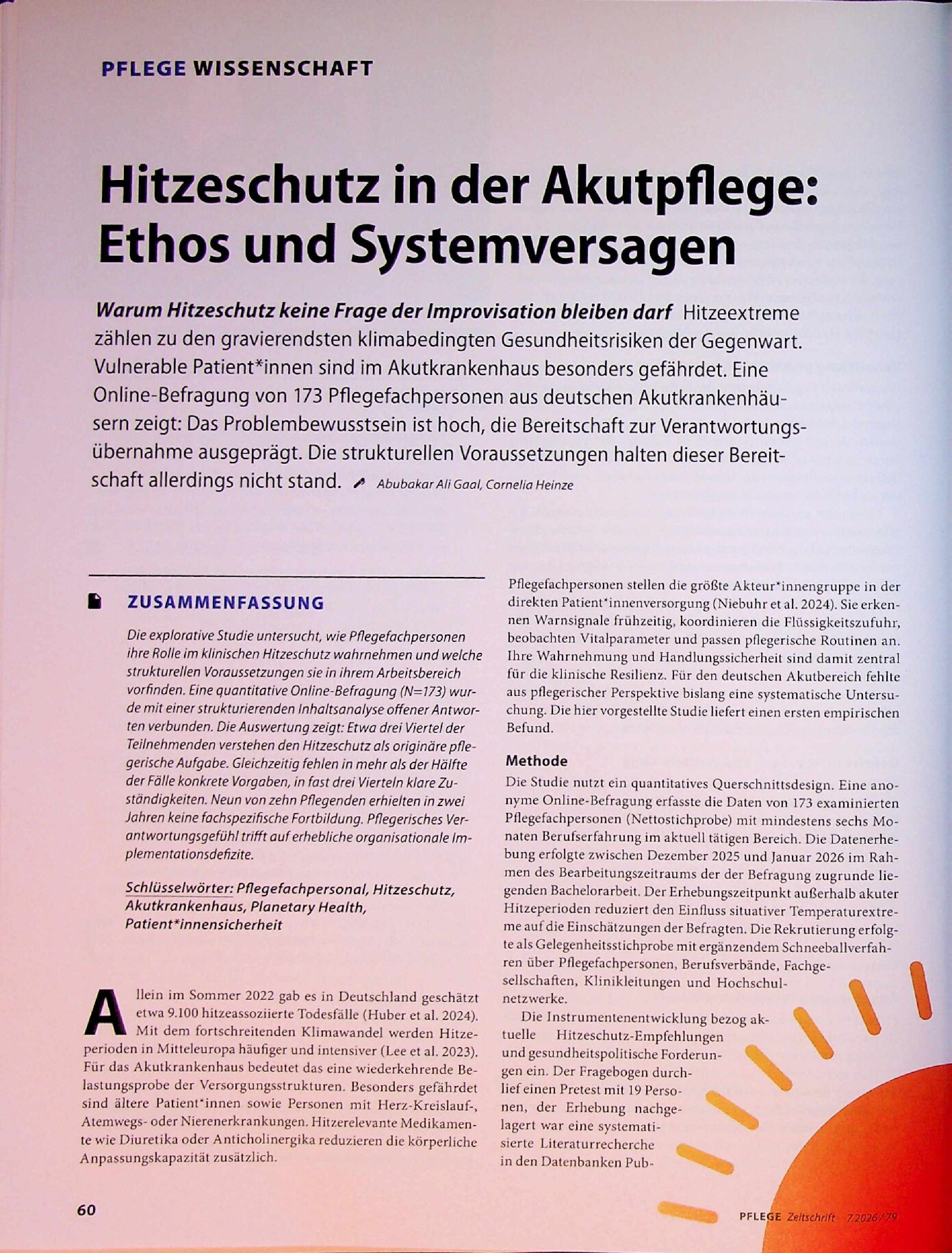 Vorschauseite 1: Hitzeschutz in der Akutpflege: Ethos und Systemversagen