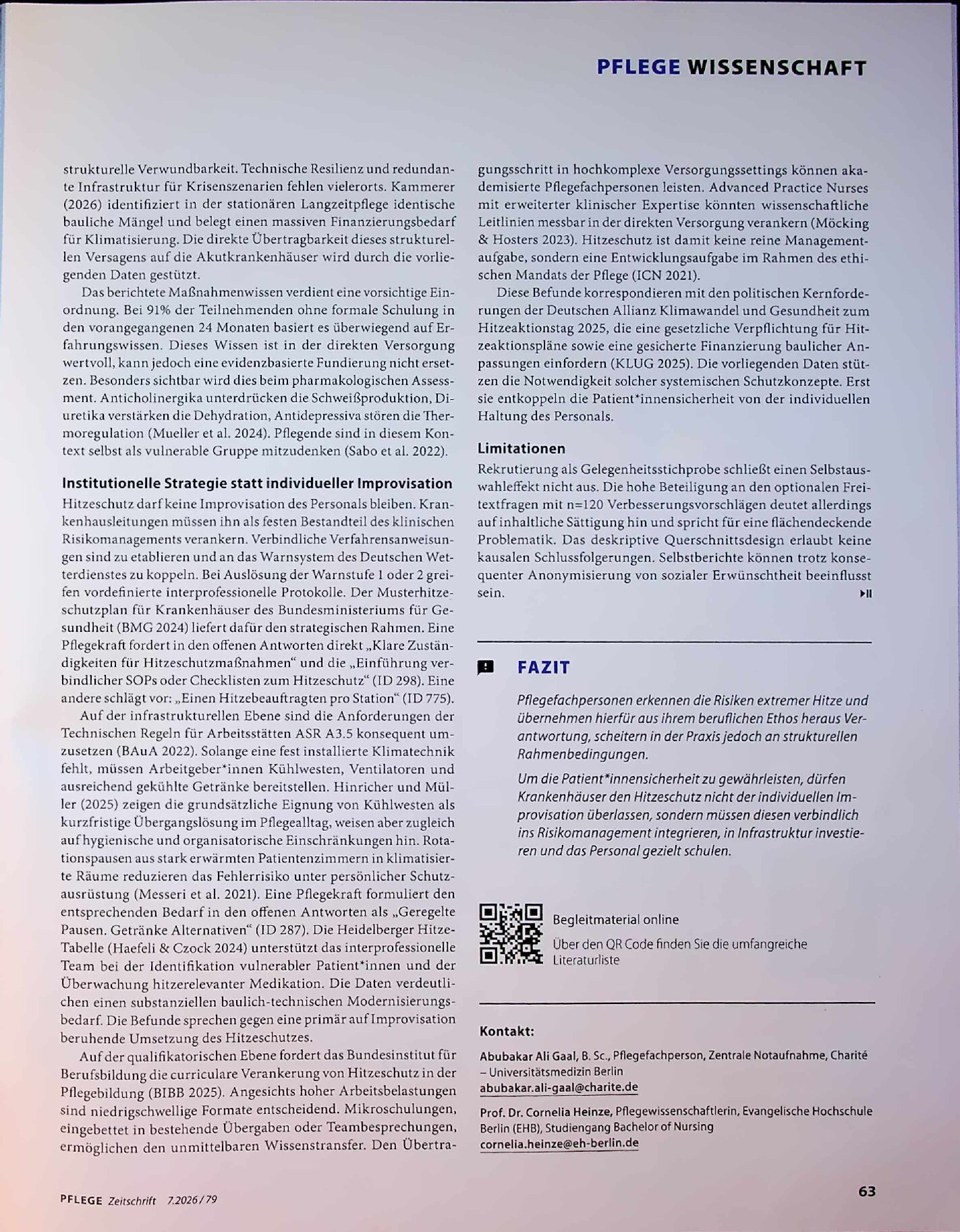 Vorschauseite 4: Hitzeschutz in der Akutpflege: Ethos und Systemversagen