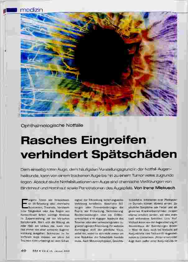 Vorschauseite 1: Rasches Eingreifen verhindert Spätschäden