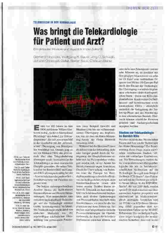 Vorschauseite 1: Was bringt die Telekardiologie für Patient und Arzt?