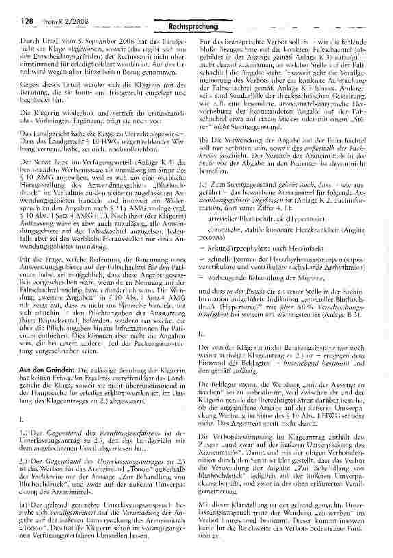 Vorschauseite 3: Der Hinweis „Zur Behandlung von Bluthochdruck auf der Faltschachtel eines Arzneimittels widerspricht nicht der Fachinformation
