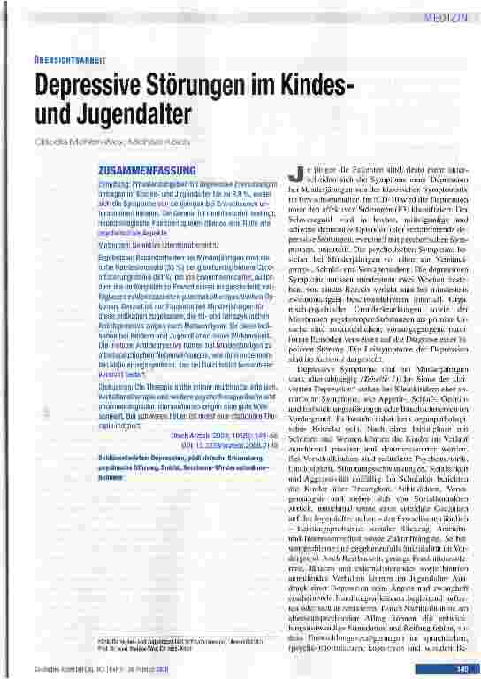 Vorschauseite 1: Depressive Störungen im Kindes-und Jugendalter